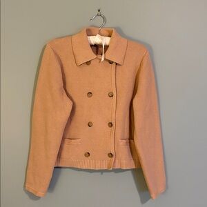 J. Crew Cropped Double Breasted Tan Knit Sweater Jacket